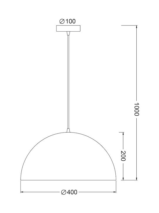 Aca Melina Hängelampe Braun Glocke mit Fassung E27 40cm.