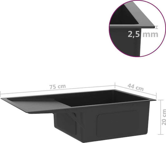 vidaXL Drop-In Küchenspüle aus Flüssigem Granit M75xB44cm Schwarze