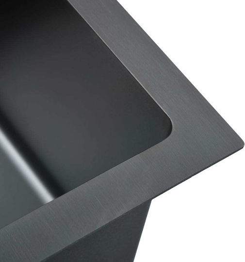 vidaXL Drop-In Мивка Inox Сатен Ш59xД44см Черно