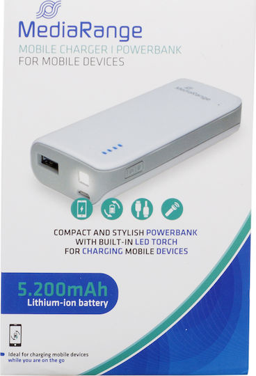 MediaRange MR751 Power Bank 5200mAh cu Port USB-A Alb