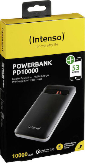 Intenso PD10000 Power Bank 10000mAh with USB-A Port and USB-C Port Quick Charge 3.0 Black