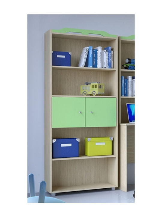 Kids Wooden Bookcase S2 Green 73.2x35x180cm