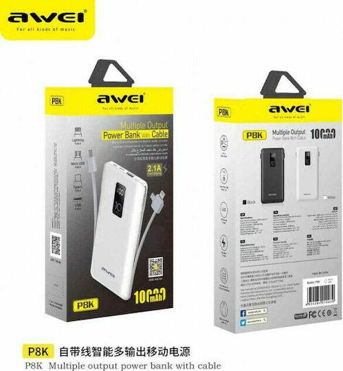 Awei P8K Power Bank 10000mAh mit USB-A Anschluss Weiß