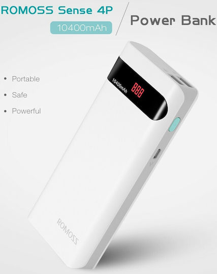 Romoss Sense Power Bank 10400mAh cu 2 Porturi USB-A Alb