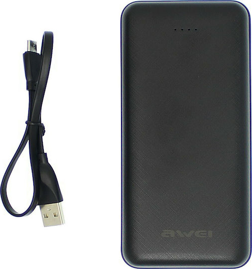 Awei P47K Power Bank 20000mAh με 2 Θύρες USB-A Μαύρο