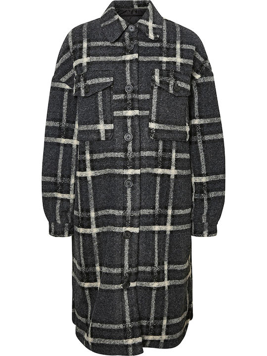 Γυναικείο Καρό Dark Grey Overshirt Oversized