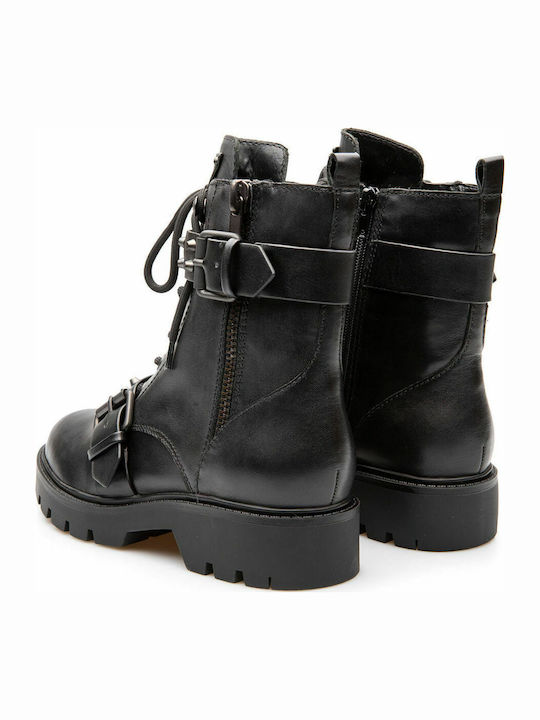 Leder Stiefeletten Damen Schwarz