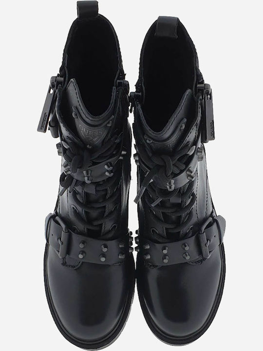 Leder Stiefeletten Damen Schwarz