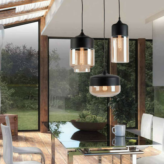 Zambelis Lights Reglabil Lustră Negru cu Dulie E27 18x30cm.