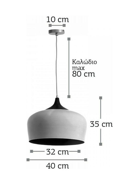 Inlight 4387 Hängelampe Schwarz Glocke mit Fassung E27