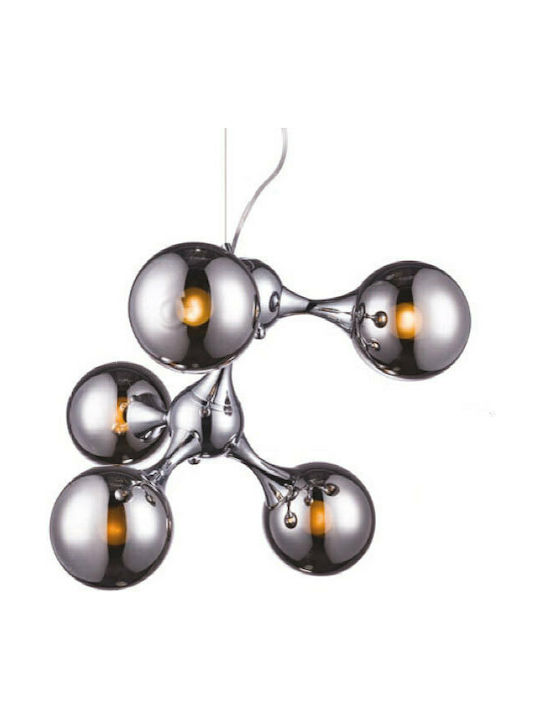 Aca Pendant Light Silver for 5 Bulbs E14, E.14 60x40cm