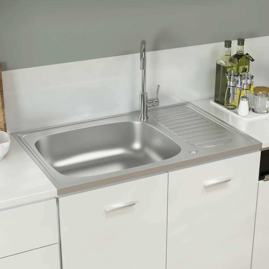 vidaXL Ένθετος Νεροχύτης Inox Μ80xΠ50cm Ασημί