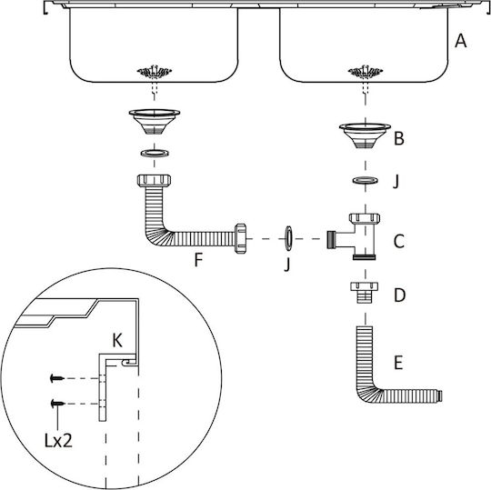 vidaXL Ένθετος Νεροχύτης Inox Μ80xΠ50cm Ασημί