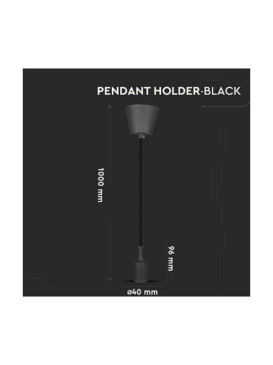 V-TAC VT-7228 Pendant Light Black with Socket E27