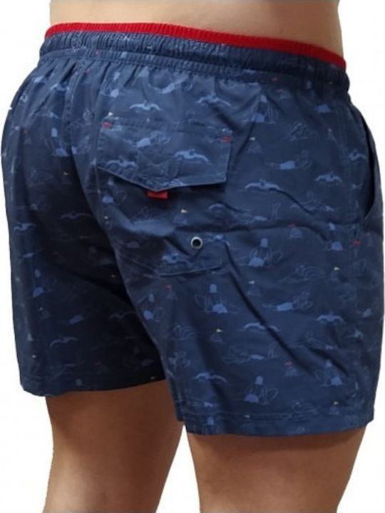 Asley Herren Badebekleidung Shorts Marineblau mit Mustern