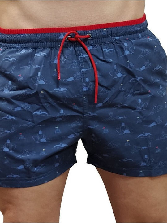 Asley Herren Badebekleidung Shorts Marineblau mit Mustern