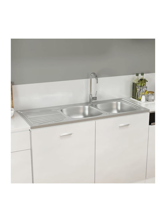 vidaXL Ένθετος Νεροχύτης Inox Μ120xΠ60cm Ασημί