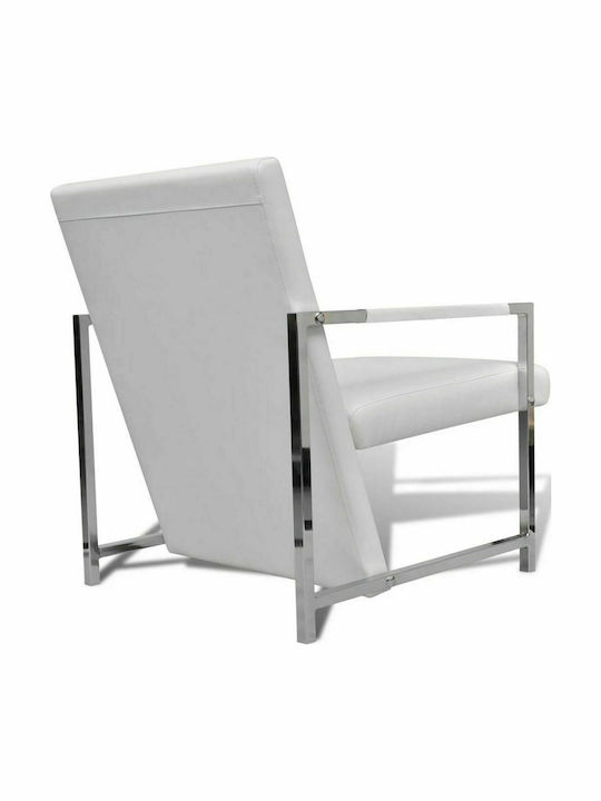 Πολυθρόνα Επισκέπτη με Μπράτσα Λευκή 53x69x73cm 2τμχ