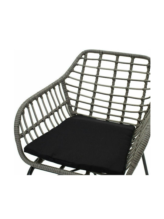 Fotoliu de exterior Rattan Naoki cu pernă Μαύρο - Γκρι 1buc 60x70x75cm