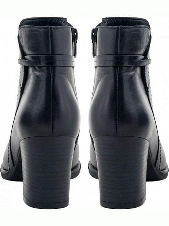 Leder Damen Knöchelstiefel Schwarz
