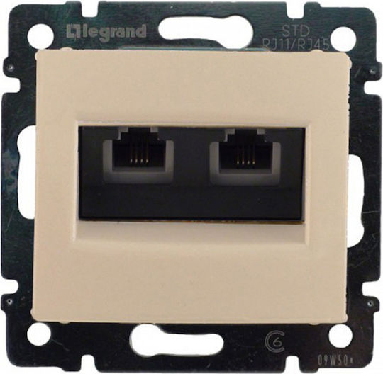 Legrand Valena Front Double Telephone Socket Beige 774339