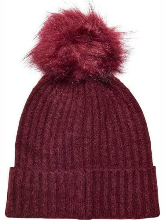 Only Ribbed Beanie Cap Burgundy