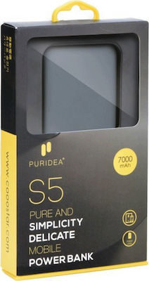 Puridea S5 Power Bank 7000mAh cu 2 Porturi USB-A Negru
