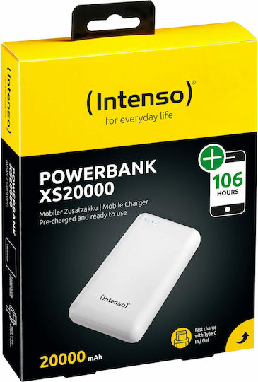 Intenso XS Power Bank 20000mAh με Θύρα USB-A και Θύρα USB-C Λευκό