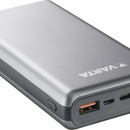 Varta Fast Energy Power Bank 20000mAh 18W cu 2 Porturi USB-A și Port USB-C Încărcare rapidă 3.0 Argint