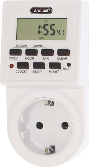 Andowl Digital Timer Socket Daily / Weekly with Random Programming Capability