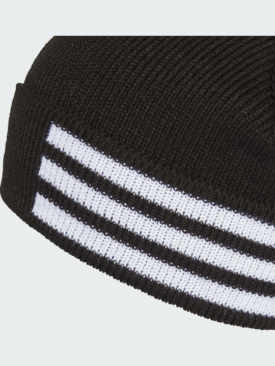 3-Stripes Beanie Unisex Σκούφος Πλεκτός σε Μαύρο χρώμα