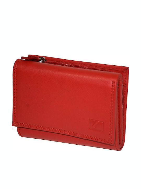 Small Leather Women's Wallet with RFID Red