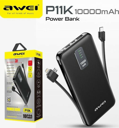 Awei P11K Power Bank 10000mAh with USB-A Port Black