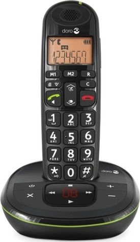 Doro PhoneEasy 105wr Telefon fără fir pentru persoane în vârstă cu funcție de ascultare deschisă Negru