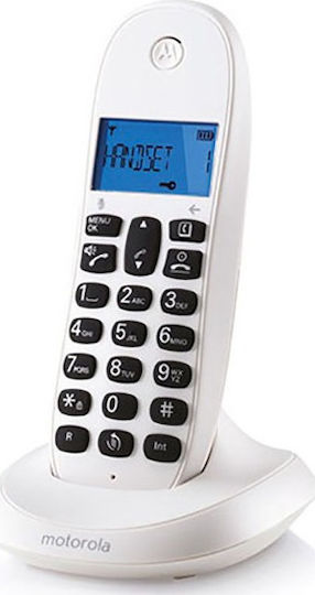 Motorola C1001LB Ασύρματο Τηλέφωνο με Ελληνικό Μενού Λευκό