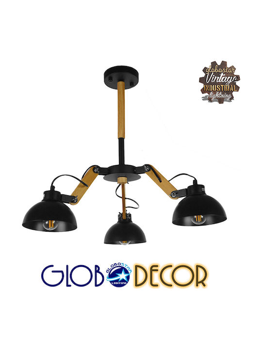 GloboStar Oldschool Ceiling Mount Light 75cm Black with Socket E27