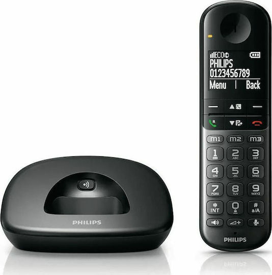Philips XL490 Ασύρματο Τηλέφωνο με Ελληνικό Μενού Μαύρο