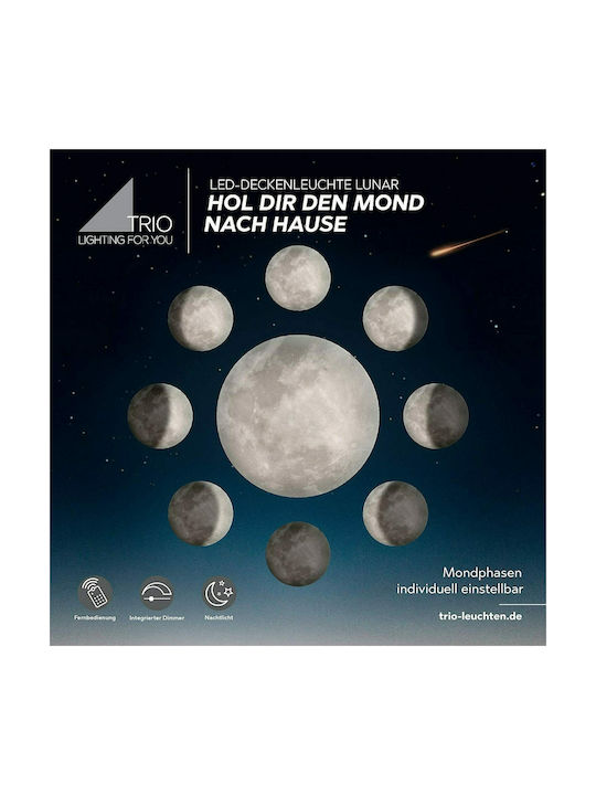 Trio Lighting Lunar Deckenleuchte 40cm Weiß mit Integrierter LED und Fernbedienung