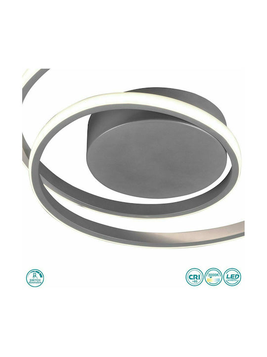 Trio Lighting Zibal Πλαφονιέρα Οροφής 39εκ. Γκρι με Ενσωματωμένο LED