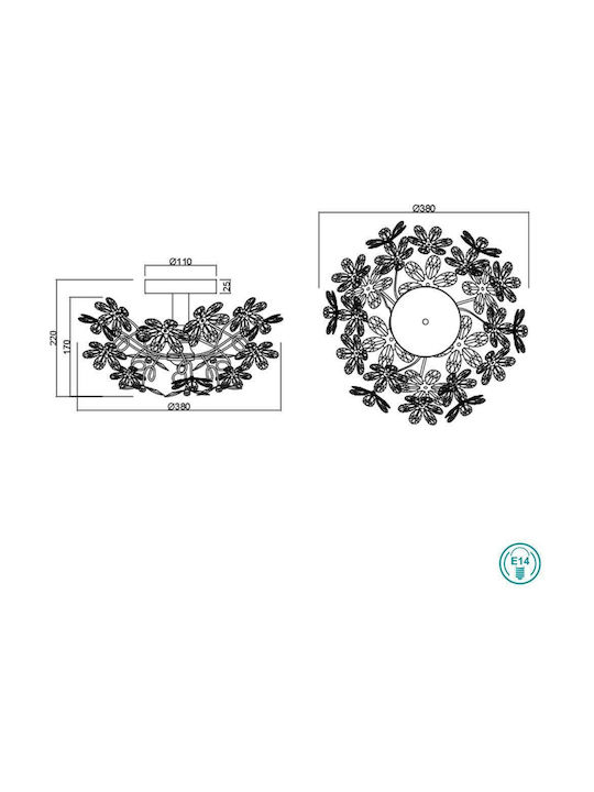 Trio Lighting Таванно осветление 38бр Многоцветна с Фасунга E14