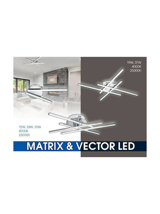 Vivalux Matrix Ceiling Mount Light 35.5cm Silver with Integrated LED
