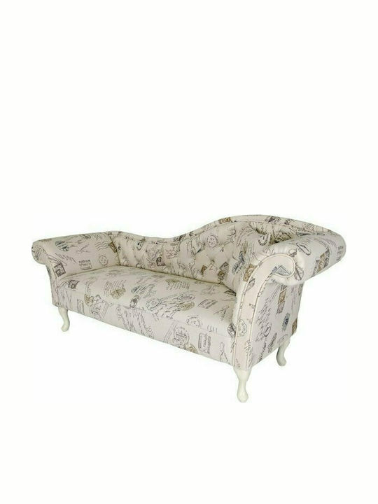 Post Vintage Șezlong Chesterfield Din Țesătură Bej L190xL61xÎ84cm