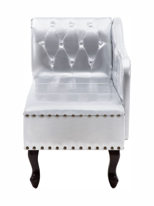 Vintage Ανάκλιντρο Chesterfield από Συνθετικό Δέρμα Γκρι Μ178xΠ60xΥ80εκ.