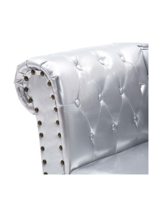 Vintage Ανάκλιντρο Chesterfield από Συνθετικό Δέρμα Γκρι Μ178xΠ60xΥ80εκ.