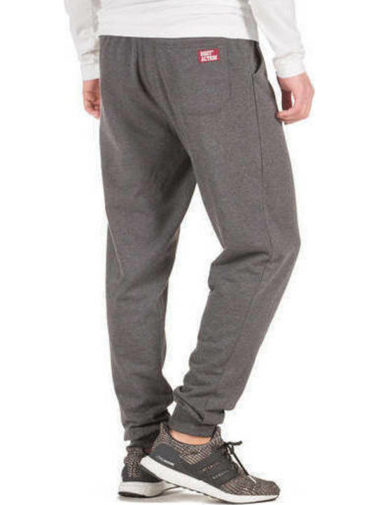 Body Action Men's Fleece Sweatpants with Rubber Dark Grey Melange