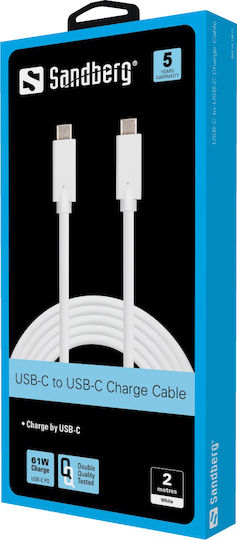 Sandberg USB 2.0 Kabel USB-C männlich - USB-C 60W Weiß 2m 136-17