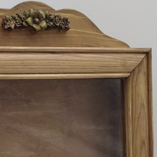 Korres Craft Antique Flowers Wall-Mounted Rectangle Wedding Crown Case Wooden Brown 35x25cm