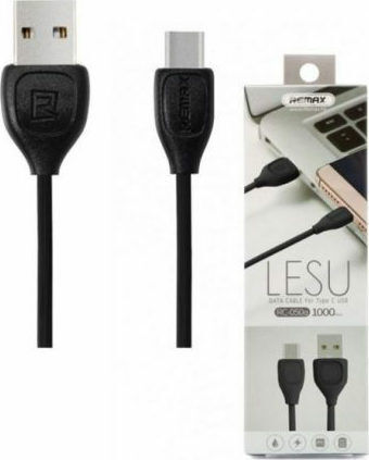 Remax Lesu RC-050a USB 2.0 Cable USB-C male - USB-A Μαύρο 1m