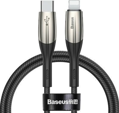 Baseus Horizontial Împletit USB-C la Cablu Lightning 18W Negru 1m (CATLSP-01)