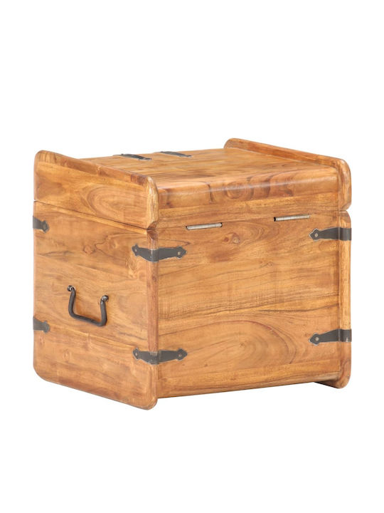 vidaXL Wooden Decorative Trunk Beige 40x40x40εκ.